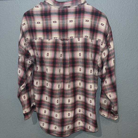 BRITCHES GREAT OUTDOORS Aztec Plaid Flannel Button Down Shirt - Made in Nepal -L - Picture 3 of 11